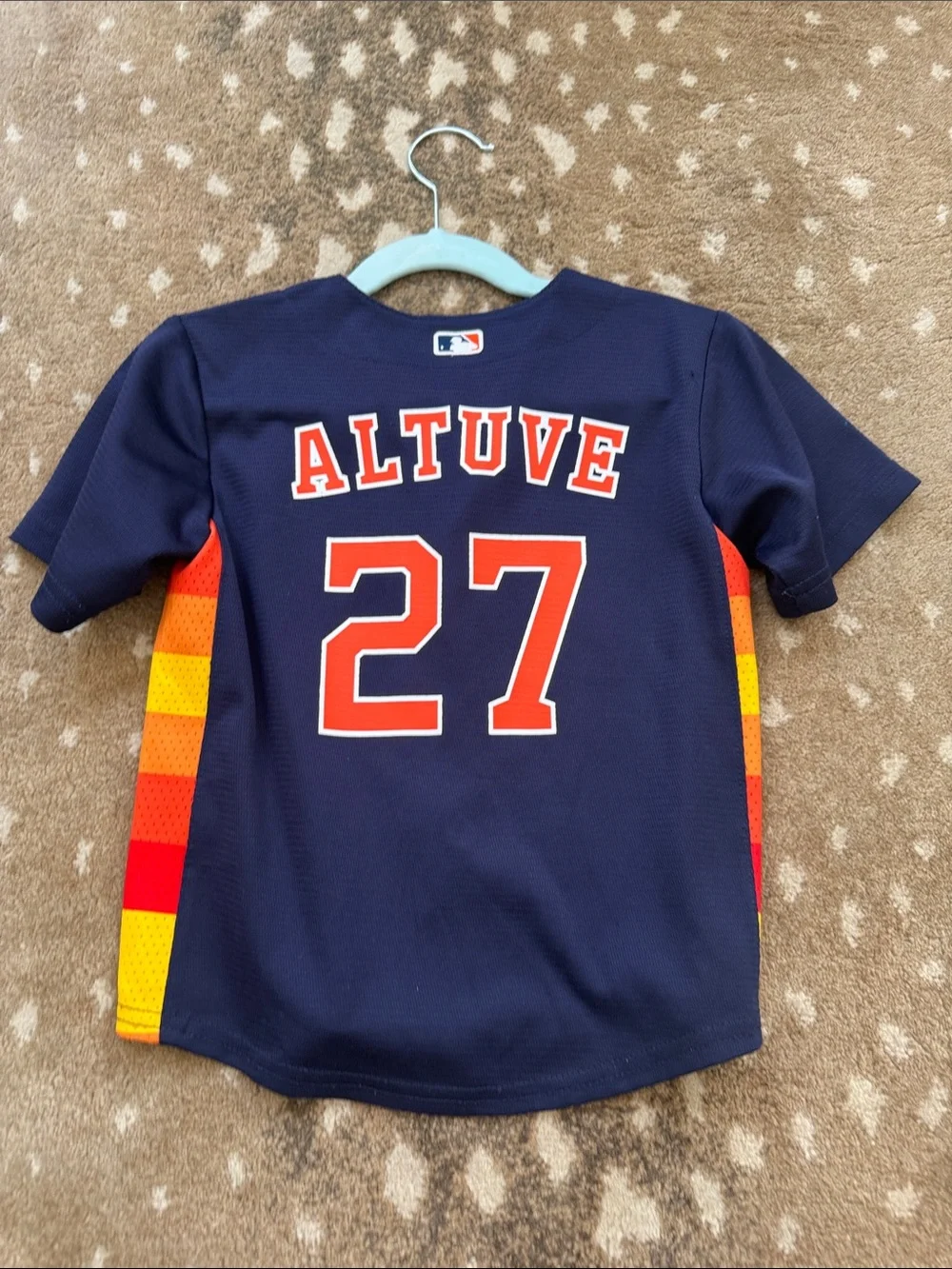 Nike Navy Astros Kids Baseball Jersey with Orange and Yellow Accents